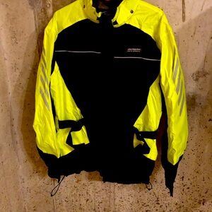 Olympia Moto Sports Horizon Men's Black and Yellow Motorcycle Rain Jacket